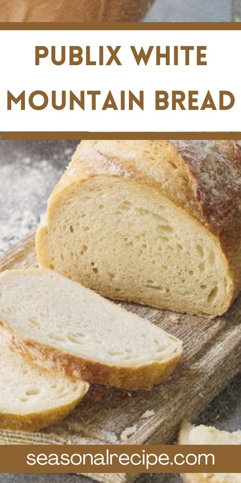 The Publix White Mountain Bread Recipe is a beloved bakery classic known for its fluffy texture and slightly sweet taste, making it a perfect ... Publix White Mountain Bread Recipe, Mountain Bread Recipes, Publix Bread Recipe, White Mountain Bread Recipe, Bavarian Cream Pizza Recipe, Chilito Recipe, Herbalife Cookies And Cream, Mountain Bread, Publix Bakery