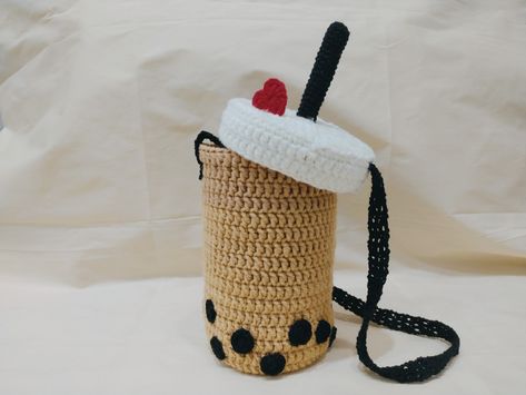 Starbucks Crochet, Tea Crochet, Canvas Bag Diy, Boba Milk Tea, Boba Milk, Easy Crochet Animals, Quick Crochet Patterns, Crochet Hair Accessories, Crochet Food