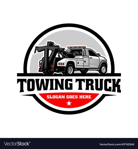 Truck Illustration, Truck Logo, Automotive Logo Design, Towing Company, Automotive Logo, Illustration Logo, Tow Truck, Vector Logo, T Shirt Design