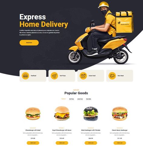 Delivery Website Design, Food Ordering Website, Fast Food Web Design, Food Ecommerce Web Design, Fast Food Website Design, Food Delivery Website, Cafe Delivery, Burger Restaurant Website Design, Food Website Design