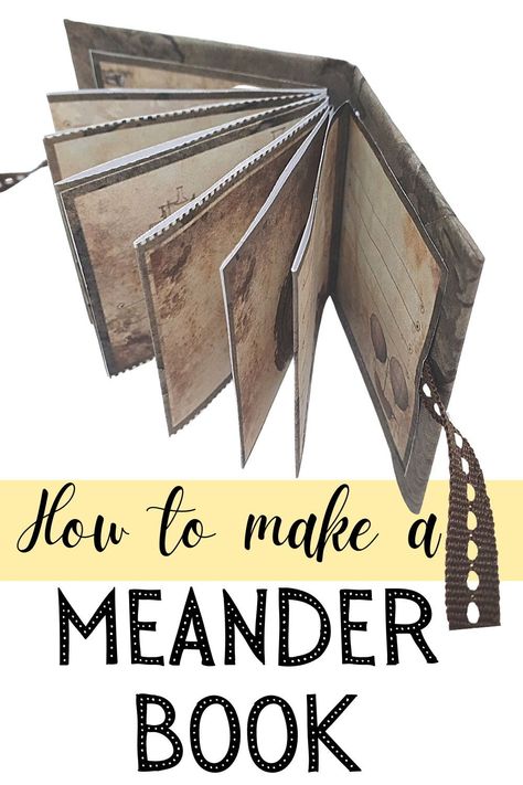 Find out how to make a meander book in a vintage style. Get your freebie printable and learn to assemble this fun and easy accordion folded book How To Make An Accordion Book, Small Junk Journal Ideas, Accordion Book Ideas, How To Make A Book Out Of Paper, Diy Book Making, Book Making Ideas, How To Make A Book, Folded Books Tutorial, How To Make Book