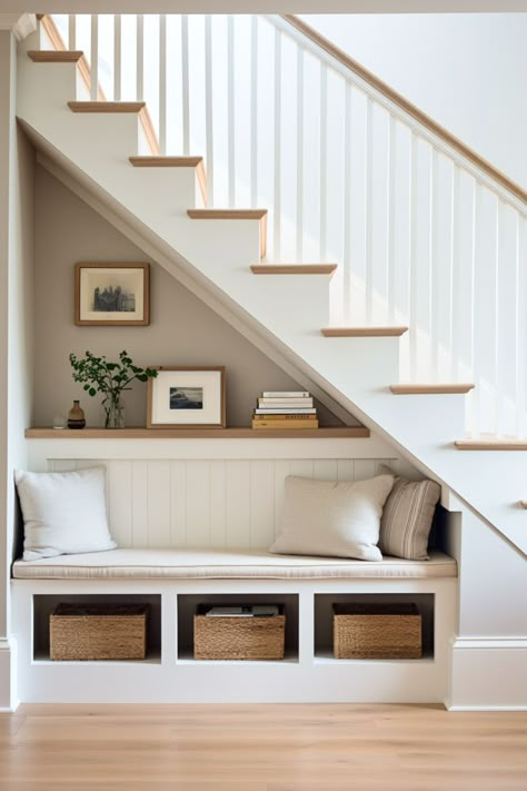 Under Stairs Pantry Under Stairs Bookshelf Amazing under stairs space ideas || Best under stairs storage ideas Under Stairs Storage In Living Room, Show Storage Under Stairs, Hallway Understair Storage, Storage Under Open Stairs, Under Stairs Furniture, Simple Under Stairs Ideas, Staircase In Small Living Room, Opening Up Under Staircase, U Der Stairs Ideas