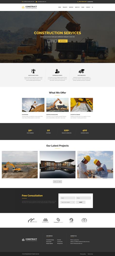 Construction Website Templates, Desain Ux, Corporate Website Design, Layout Web, Unique Web Design, Construction Branding, Business Fonts, Building Business, Gui Design