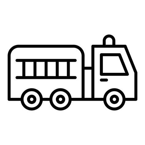 Fire Truck Line Icon Simple Firetruck Drawing, Fire Truck Drawing Easy, How To Draw A Fire Truck, Fire Truck Preschool, Starfish Activities, Truck Doodle, Fire Truck Clipart, Fire Truck Drawing, Truck Icon