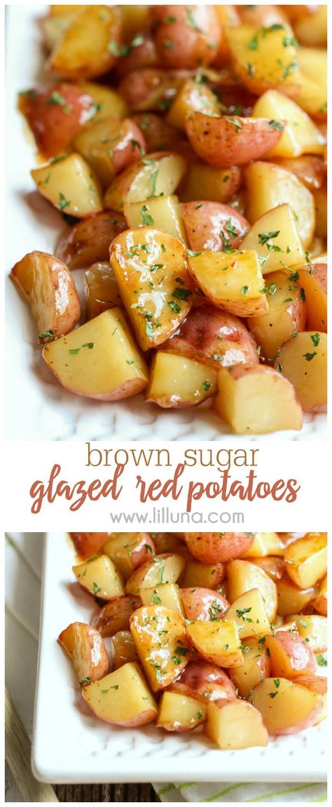 Our new favorite side dish - Brown Sugar Glazed Red Potatoes. They are so easy to make and taste amazing! Get the recipe on { lilluna.com } Red Potato Recipes, Sugar Glaze, Potato Sides, Potato Side Dishes, Potatoes Recipe, Favorite Side Dish, Potato Dishes, Red Potatoes, Side Recipes