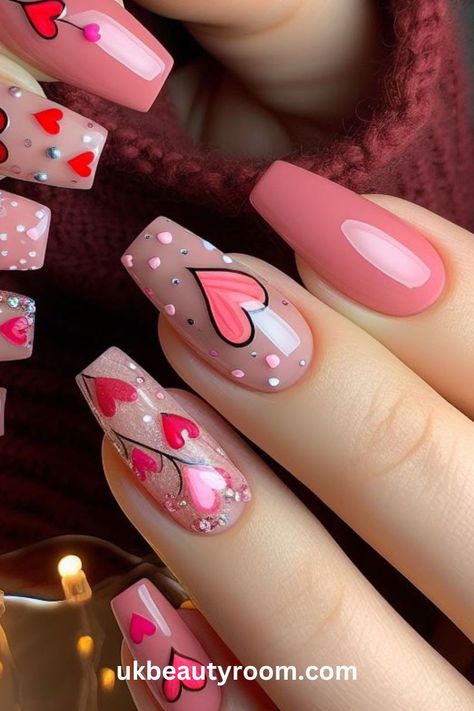 If you are doing something special for Valentine’s Day, why not decorate your nails with Valentine’s day nail art? Nail designs for Valentine’s Day usually include hearts or roses, and traditional Valentine’s Day colors, like pink, red and white. This post lists 30 ideas for Valentine’s Day Nails. Trendy, short designs, simple, gel, acrylic, pink, square, french tip, black, acrylic coffin, pink and red, short almond, simple Pink White Nails, Square French, Acrylic Pink, Valentine Nail Art, Heart Nail Art, Long Nail Designs, Short Almond, White Nail Art, Pink Square