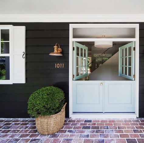 Dutch Garage Door, Metal Dutch Doors Exterior, Backyard Airbnb, Door To Deck, White Garage Doors, Dutch Doors Exterior, Split Door, Metal Garage Doors, Dutch Doors