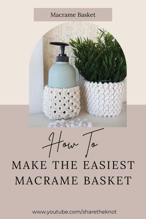 Macrame Bathroom Decor Diy, Macrame Plant Basket Diy, Macrame Basket Pattern Free, Macrame Quick Projects, Macrame Plant Pot Cover, Useful Macrame Ideas, Macrame Baskets Diy, Macrame Basket Pattern, Macrame Ideas Home Decor