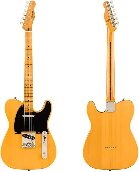 Genuine Fender quality in butterscotch blonde! Fender Custom Shop Telecaster, Fender Mustang Guitar, Fender Telecaster Sunburst, Telecaster Pickguard, Yellow Telecaster, Classic Vibe, Fender Squier, Musical Instruments, Electric Guitar