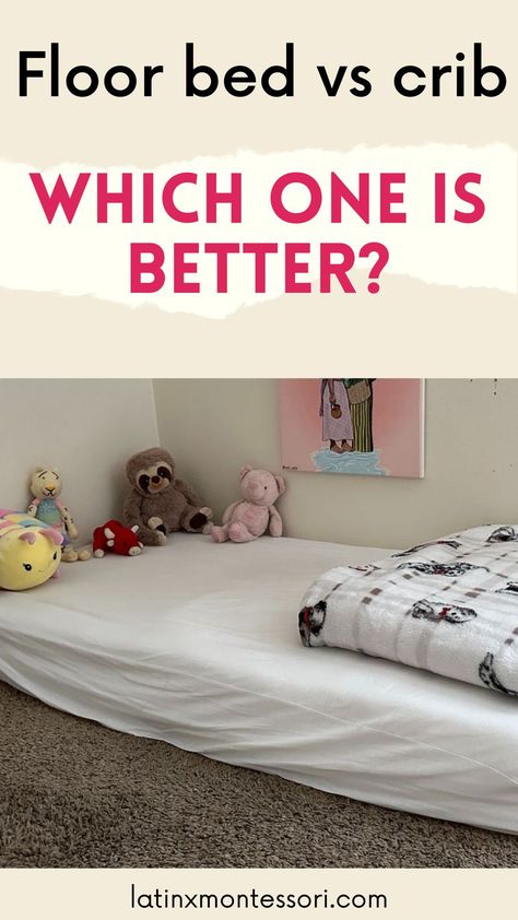 Montessori Floor Beds vs Cribs: Which one is better? Most parents choose a crib for their baby but you should learn about Montessori floor beds and compare the benefits of each option. Floor Bed Infant, Montesorri Bed, Floor Crib, Bed On Floor, Floor Beds, Cosleeping Bed, Montessori Floor Bed, Sleeping Tips, Sleep Mattress