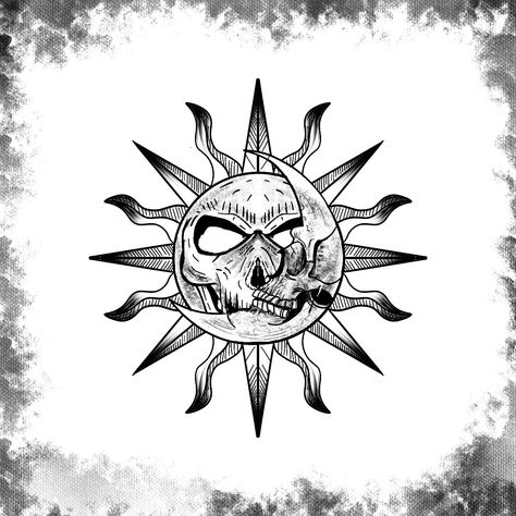 Tattoo ideas, tattoo design, skull design, skull drawing, illustration ideas, sun design #art #tattoo #illustration #design Sun And Moon Chest Tattoo For Men, Sun Moon Skull Tattoo, Sun Drawing Design Simple, Sun And Skull Tattoo, Sun And Moon Skull Tattoo, Scary Skull Tattoo, Sun Skull Tattoo, Tattoo Design Drawings Simple, Tattoo Peito