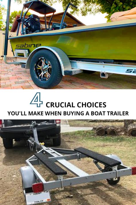 Green boat on boat trailer Jon Boat Trailer, Aluminum Boat Trailers, Boat Trailer Parts, Jon Boats, Round Boat, Box Trailer, Trailer Diy, Boat Trailers, Buy A Boat