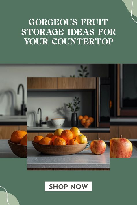 Transform your kitchen with these stunning countertop fruit storage ideas! Explore functional yet beautiful options that not only keep your fruits organized but also add a pop of color to your space. From decorative baskets to elegant bowls, these unique ideas suit any kitchen decor style and help maintain fresh fruits within reach. Ideal for fruit lovers looking for practical solutions, this guide showcases 5 creative ways to display fruits that enhance kitchen aesthetics while encouraging a healthy snacking habit. Discover the perfect storage style today! Counter Top Fruit Storage Ideas, Fruit On Counter, Fruit Storage Ideas, Countertop Fruit Storage, Kitchen Fruit Storage, Modern Kitchen Organization, Tiered Fruit Basket, Kitchen Decor Styles, Storing Fruit