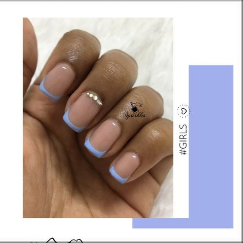 Gel French Tips, Light Blue Nail Designs, Gel Nails French, Natural Gel Nails, Beachy Nails, Light Blue Nails, Baby Blue Nails, Dip Nails, Blue French