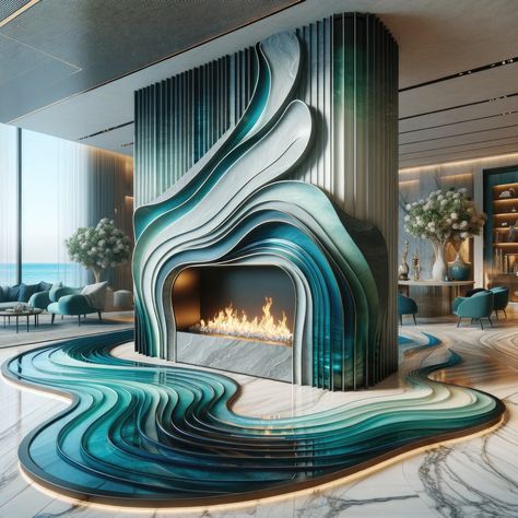 Colorful Fireplace, Ocean Table, Colorful Architecture, Dream House Bedroom, Moroccan Houses, Interior Design Sketchbook, Elegant Living Room Design, Butcher Block Countertops, Home Design Living Room