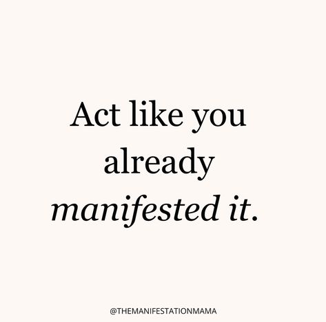 The number one thing that I’ve done my whole life to manifest anything I’ve ever wanted, is to ACT like it’s already here. Start living in the energy of what you want to manifest. What would that version of you be doing? What would that version of you wear? Hear? Taste? Smell? Start embodying the energy of the manifestation that you desire. Hope this helps 🫶🏻 Follow @the.manifestationmama for more content like this 🫶🏻 Manifest Them, Manifest Everything You Want, Manifest Something You Want, I Can Manifest All My Desires, I Am Ready To Manifest Abundance, My Whole Life, Manifestation Board, Affirmation Quotes, Like You