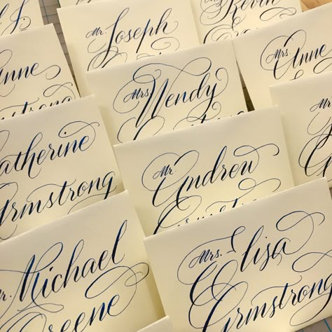 Escort/Place Cards — Emily Gallardo - Boston Calligrapher Calligraphy Flourishes, Love In Full Bloom, Beauty Meaning, Calligraphy Copperplate, Calligraphy Love, Old Money Wedding, 95th Birthday, Calligraphy Designs, Pretty Writing