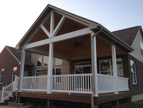 Gable Roof Porch, Porch Roof Design, Front Porch Addition, Porch Kits, Ranch House Exterior, Porch Addition, Building A Porch, Porch Roof, House Deck