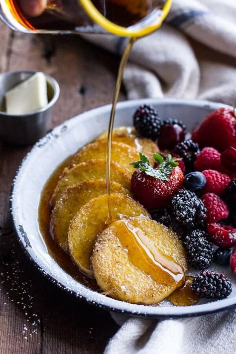 Polenta Pancakes with Summer Berries | Half Bake Harvest Polenta Pancakes, Polenta Recipes, Sweet Butter, Berries Recipes, Summer Berries, Half Baked Harvest, Fresh Summer, Vegan Breakfast, Polenta