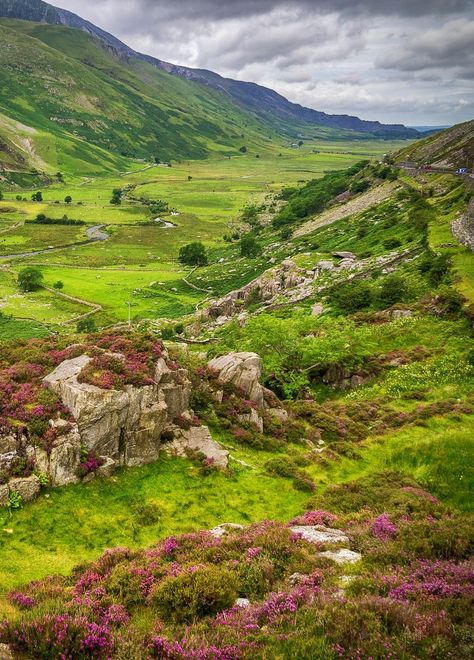 The awe-inspiring Ogwen Valley in Gwynedd. Ogwen Valley, Gwynedd Wales, British Isles, Awe Inspiring, Wales, Golf Courses, Natural Landmarks, Travel