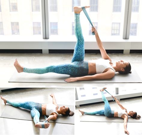 8 Stretches That Will Help You Touch Your Toes | SELF Leg Stretches For Flexibility, Stretch Band Exercises, Leg Stretches, It Band Stretches, Dance Stretches, Yoga Band, Stretch Routine, Band Exercises, Hamstring Stretch