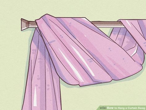 How to Hang a Curtain Swag: 15 Steps (with Pictures) - wikiHow How To Drape Curtains, Scarf Valance Ideas, Curtain Valance Ideas, Tenda Tutorial, Curtain Swag, Diy Swag, Scarf Curtains, Window Swags, Diy Drapes