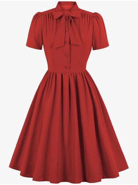 Simple Retro Dress, 50s Outfits For Women, 1950s Outfit Ideas, 1950s Red Dress, Rockabilly Fashion Outfits, 50s Style Dresses, 50s Inspired Outfits, Jane Crocker, 50s Clothing