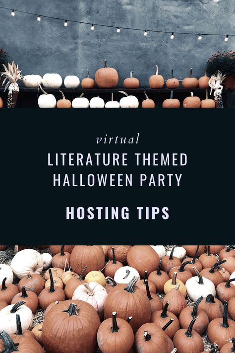 It’s Spooky Season! That’s an excuse to party. Right?! 🎃⁠ We LOVE Halloween. The chance to dress up, celebrate and honour all things scary?! Yes please! From pumpkins to phantoms, ghouls to ghosts - we can’t wait to dive into October 31st! 👻⁠ Check out our blog to get some tips how to throw a literature themed Halloween party online. Perfect for your book club or long distance book friends! | How to host a Halloween party | Literary party games | Book party ideas Halloween Themed Book Club, Halloween Bookclub Ideas, Spooky Book Club Party, Halloween Book Club Ideas, October Book Club Ideas, Halloween Book Club Party, Book Party Ideas, Literary Party, Party Hosting Tips