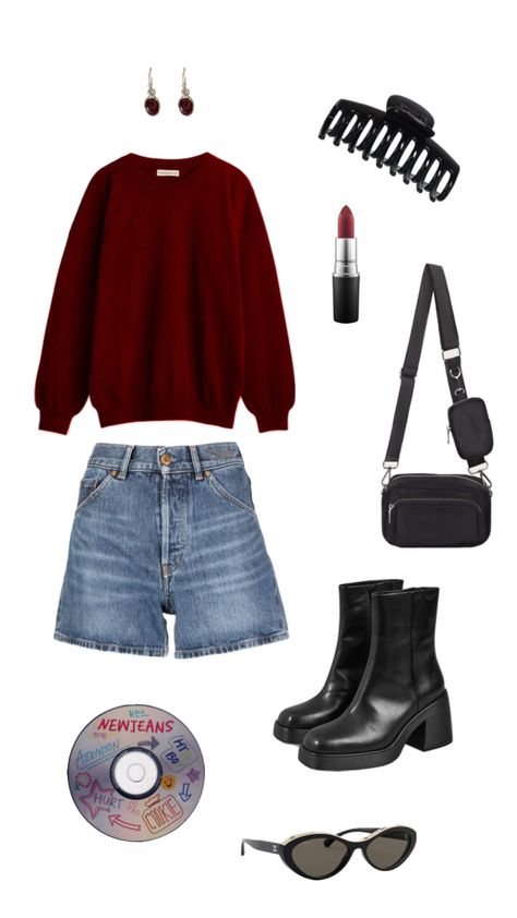 #red #jeans #boots #black #earings #outfit #vibes #fashion #cute #outfitinspo #vintage #beauty #music #disco #cd #lipstick #redlipstick #sunglasses #vibes #aesthetic Red Lipstick Outfit, Disco Cd, Jeans Boots, Red Jeans, Vintage Beauty, Boots Black, Fitness Inspo, Casual Wear, Cd