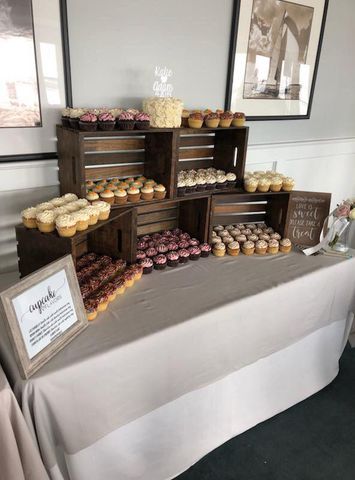 Wedding season is in... - Chocolate Face Cupcake & Brownie | Facebook Fall Wedding Cupcake Flavors, Cookie And Cupcake Display, Costco Cupcakes, Fall Wedding Cupcakes, Wedding Cupcake Display, Cookies And Brownies, Rustic Cupcakes, Cake Displays, Camp Party