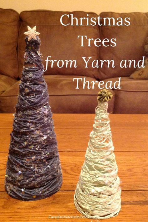 Christmas Tree Yarn, Yarn Christmas Tree, Christmas Tree Craft, Cone Christmas Trees, Tree Craft, Easy Christmas Decorations, Christmas Tree Crafts, Navidad Diy, 12 December