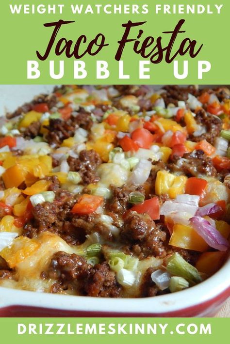 Ww Taco Bubble Up Casserole, Weight Watcher Make Ahead Meals, Ww Bubble Up Recipes, Taco Bubble Up, Ww Low Point Recipes, Taco Bake Casserole With Biscuits, Weight Watchers Taco Bake, Weight Watchers Bubble Up Recipes, Bubble Up Taco Bake