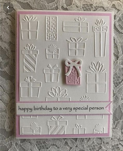 Handmade Birthday Presents, Embossed Cards Handmade, Pink Birthday Card, Greeting Cards Handmade Birthday, Presents Birthday, Greeting Card Handmade, Homemade Birthday Cards, Birthday Packages, Birthday Gift Cards