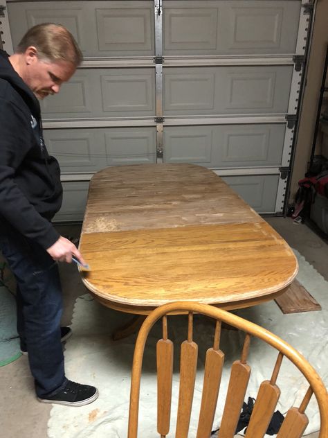 Refurbished Oval Dining Table, Refinish Oval Dining Room Table, Restrain Kitchen Table, Farm Table Redo, Oak Table Makeover Farmhouse, Redo Kitchen Table Farmhouse, Redone Oak Table, Oak Dining Room Table Makeover, Refurbished Farmhouse Table