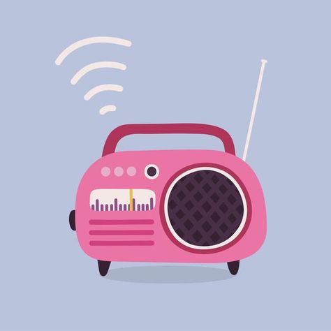 Vector cute illustration with pink retro... | Premium Vector #Freepik #vector #vintage #music #technology #button Radio Drawing, Coffee Tshirt Design, Minnie Mouse Drawing, Shadow Illustration, Drum Patterns, Mouse Drawing, Karaoke Party, Music Festival Poster, Retro Gadgets