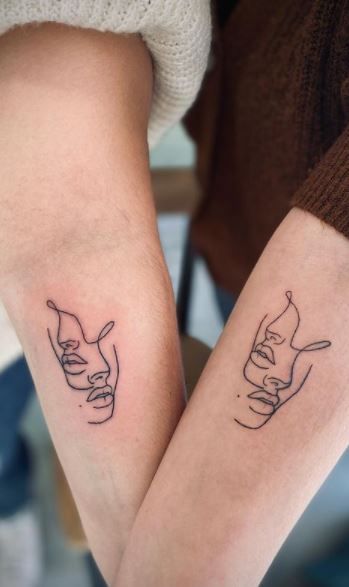 Tattoo Design For Sisters, Non Cringey Sister Tattoos, 2 Souls Tattoo, Matching Twin Tattoos Sister Tat, Subtle Sister Tattoos, Sister Tattoo Designs Unique, Weird Sister Tattoos, Tattoo Designs Sisters, Tattoos For Sisters Matching