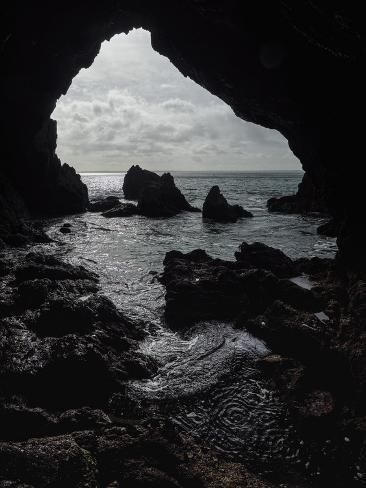 size: 12x9in Photographic Print: Sea Cave at Saint Hernot by Remi Bridot : Dark Irish, Nautical Aesthetic, Dark Summer, Sea Cave, Beyond The Horizon, Water Nymphs, Beach Living, Affordable Art, Hand Picked