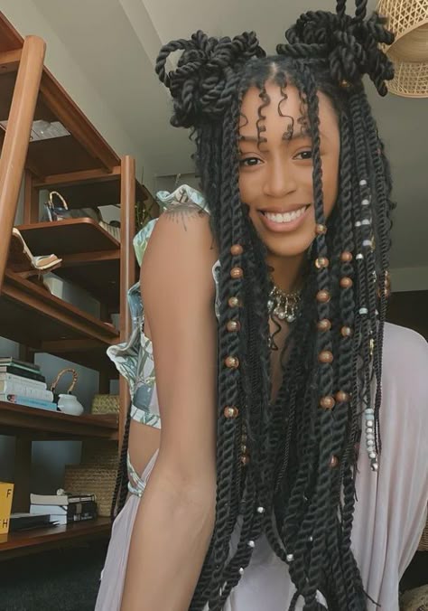 Bohemian Black Hairstyles, Intricate Braids Black, Neo Soul Hairstyles, Armpit Length Braids, Rope Twists, Marley Twist Hairstyles, Goddess Braids Hairstyles, Faux Locs Hairstyles, Cute Box Braids Hairstyles