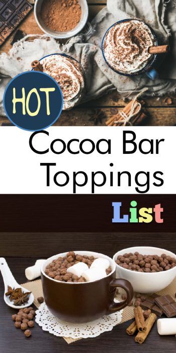 Hot Cocoa Toppings, Chocolate Bar Toppings, Bar List, Thanksgiving Recipes Drinks, Hot Chocolate Toppings, Holiday Hot Chocolate, Diy Hot Cocoa, Hot Chocolate Bar, Chocolate Party