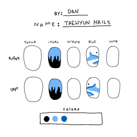 Thumb Nail Art, Txt Nail Art, Nails Drawing Ideas, Txt Nails Designs, Txt Nails, Pop Nails, K Pop Nails, Idol Nails, Kpop Nails