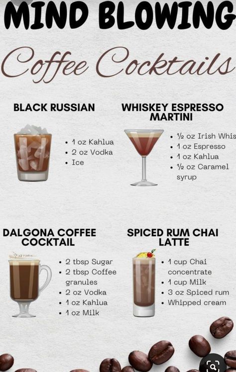 Coffe Alcoholic Drinks, Brown Alcoholic Drinks, Espresso Alcohol Drinks, Drinks With Coffee Liquor, Brown Drinks Alcohol, Espresso Liquor Drinks, Boozy Coffee Recipes, Espresso Alcoholic Drink, Espresso Cocktail Recipes