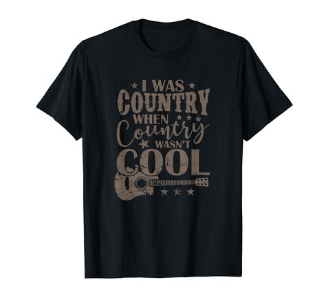 PRICES MAY VARY. Casual image theme in the category Country music. Additional words are singer, cowboy and guitar. Nice grafic for Fans of lively rhythms with the title: I was country when country wasn't cool USA. Country music is a genre that is characterized by different styles and has a rich culture and history. It is known for its authentic lyrics and the passion of the artists and can be experienced by attending concerts or dancing. Lightweight, Classic fit, Double-needle sleeve and bottom Usa Country, Cute Country Outfits, Country Music Singers, Cute N Country, Country Shirts, The Passion, Country Outfits, Music Is, Music Quotes