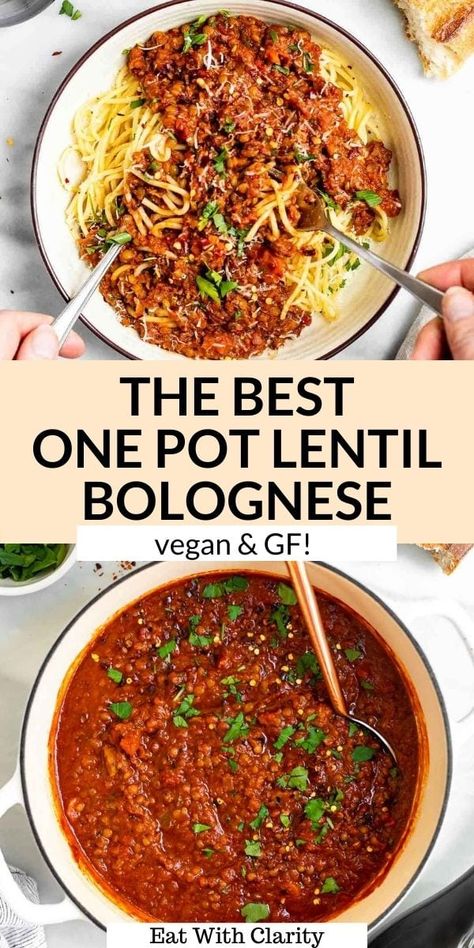 One Pot Lentil, Lentil Bolognese Vegan, Vegan Lentil Bolognese, Beef Bolognese, Vegan Pasta Sauce, Lentil Bolognese, Vegan Bolognese, Meat Eater, Vegan Lentil