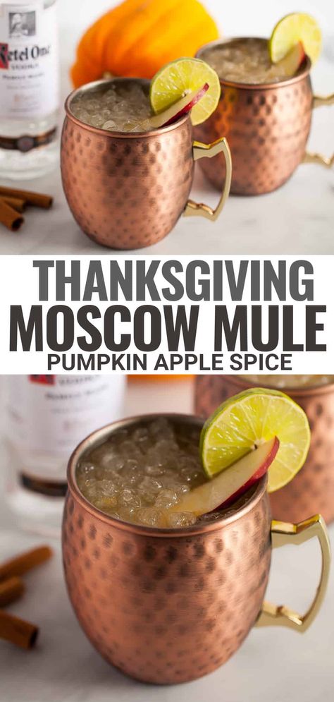 Pumpkin Spice Apple Cider Moscow Mules, Pumpkin Spice Moscow Mule, Fall Moscow Mule Pitcher Recipe, Fall Inspired Moscow Mules, Pear Moscow Mule Recipe, Pumpkin Moscow Mule, Thanksgiving Mule Recipe, Pumpkin Mule Recipe, Thanksgiving Moscow Mule