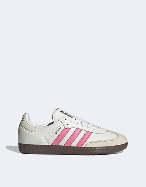 adidas Originals Samba OG sneakers in white and bright pink | ASOS Leopard Print Baby, Performance Leggings, Style Streetwear, Maxi Dress Trend, Heeled Loafers, Adidas Samba, Hoodies For Sale, Vans Old Skool, Floral Dress Black