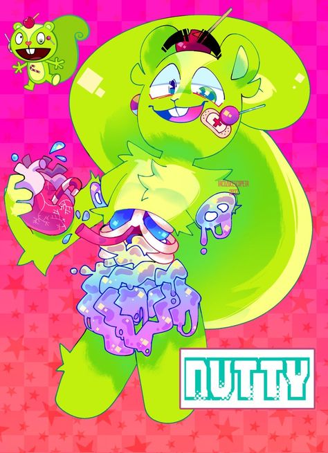 Silly Gore Art, Candy Gore Art, Happy Three Friends, Nutty Htf, Happy 3 Friends, Candy Gore, Eyestrain Art, Happy Tree Friends Flippy, Walpapers Cute