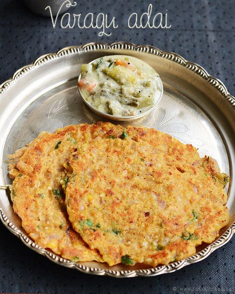 varagu-kara-adai Kodo Millet, Millets Recipes, Millet Recipe, Dosa Recipes, Puri Recipes, Idli Dosa, Millet Recipes, South Indian Recipes, Dosa Recipe