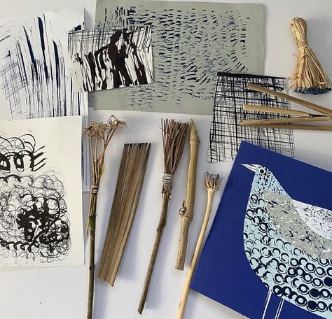 Mark Making Tools Ideas, Collage Tools, Clare Youngs, Mark Making Tools, Collage Work, Etching Prints, Collage Art Projects, Paper Collage Art, Creative Journaling