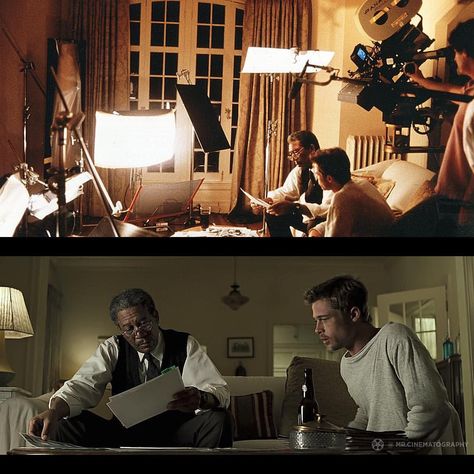 Seven 1995, Se7en 1995, Light Cinema, Cinematography Composition, Cinematography Lighting, Lighting Diagram, Filmmaking Inspiration, Film Ideas, Photography Lighting Setup