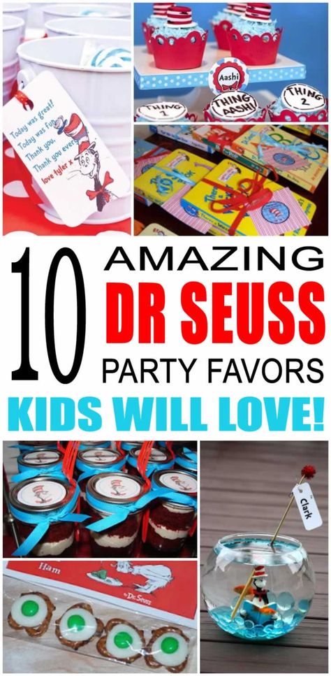 Dr Seuss Party Favor Ideas - Kid Bam Dr Seuss Party Favors, Best Friend Diy, Kindergarten March, Hunter Birthday, Gift For Friend Girl, Christmas Presents For Teachers, Teen Girl Birthday Party, Dr Seuss Party, Girl Birthday Party Favors